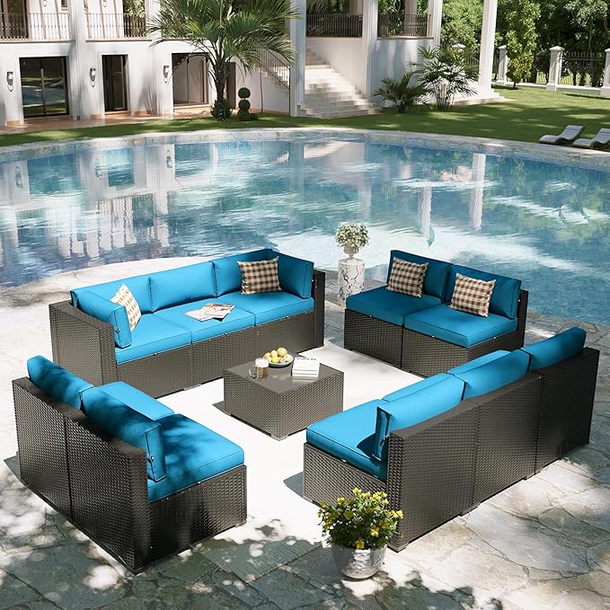 Aoxun Patio Furniture Set, 11 Piece Outdoor Sectional Sofas - Image 6