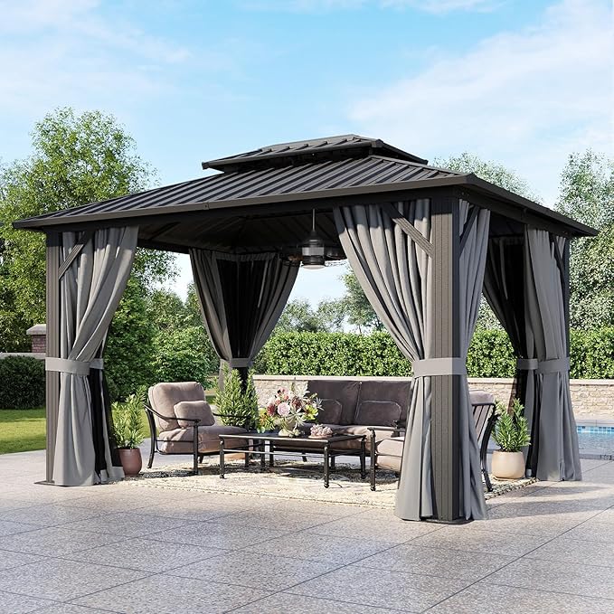 Aoxun 10'x12' Hardtop Gazebo, Aluminum Frame Canopy by Aoxun