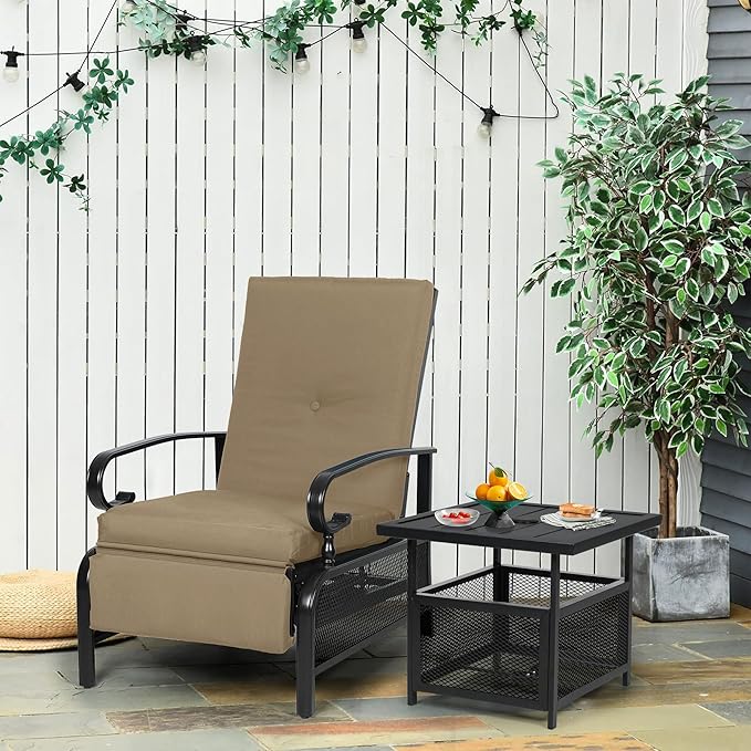Oakcloud Adjustable Outdoor Lounge Chair Metal Patio Relaxing Recliner Chair Set - Image 2