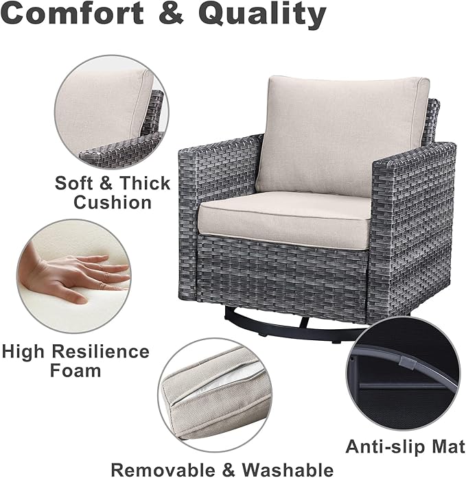 Belord 6 Piece Outdoor Furniture Patio Wicker Sofa Set, Oversize Outdoor Swivel - Image 5