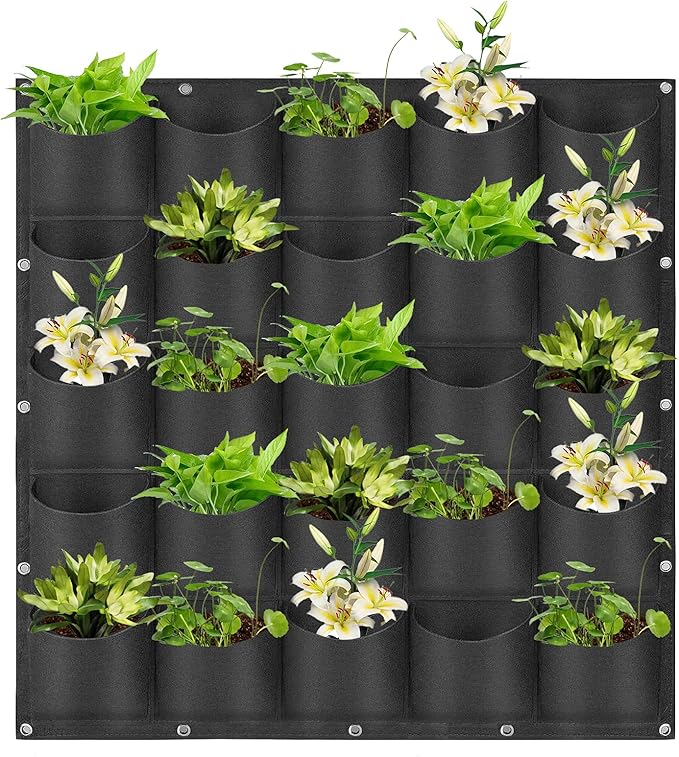 Hanging Planting Grow Bags, 25 Pockets Hanging Vertical Wall Planter Wall by LITLANDSTAR