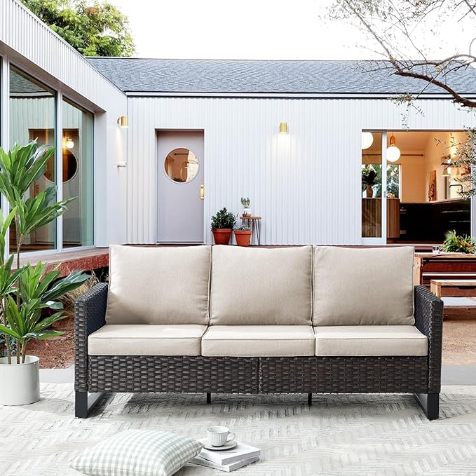 Belord Outdoor Couch Patio Furniture: Wicker Patio Sofa - Image 2