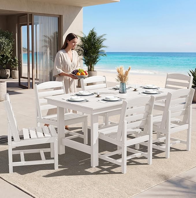 SERWALL Patio Dining Sets for 6 Person, HDPE Dining Set - Image 5