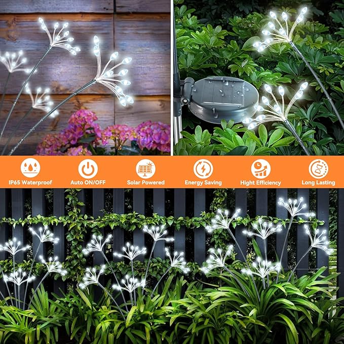 Solar Garden Lights 2 Pack Waterproof Solar Swaying Starburst Light Outdoor - Image 4
