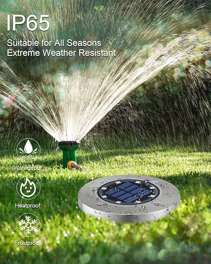 UFOND 12 Pack Solar Ground Lights，Outdoor Waterproof LED Gardenlight, Disklights - Image 6