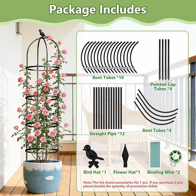 Obelisk Trellis for Garden Plants Climbing: 6ft Rustproof Metal Pipe - Image 6