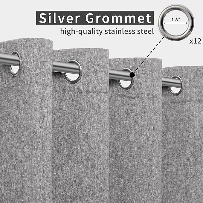 Easy-Going Linen Look Outdoor Curtains Waterproof Windproof Porch Curtains - Image 3