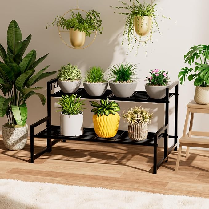 Garden 4 you 2 Tier Metal Plant Stand Outdoor Indoor Waterproof, Stackable - Image 6