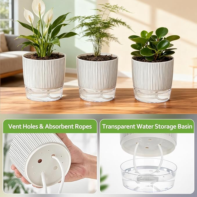 3 Pack Self Watering Pots Set, 4 Inch Self Watering Pots - Image 4