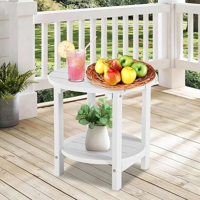 LZRS Round Adirondack Side Table Double End Table, Outdoor Side Tables - Image 6