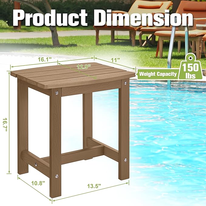 Y&M Outdoor Side Table, HIPS Adirondack Small Single Table, Waterproof Square - Image 3