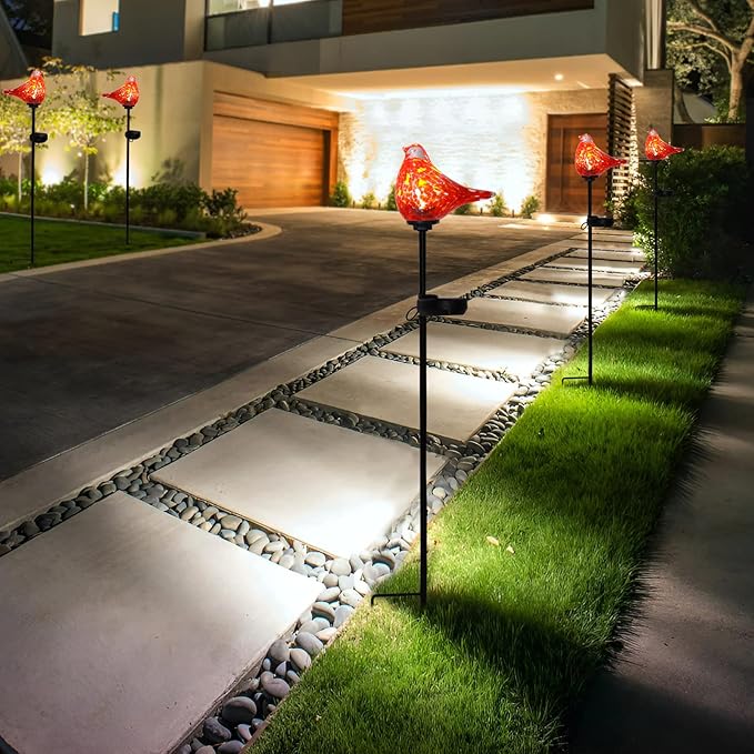 Bshine Solar Garden Decoration Outdoor Red Bird Lights, Lawns and Yards Art - Image 6