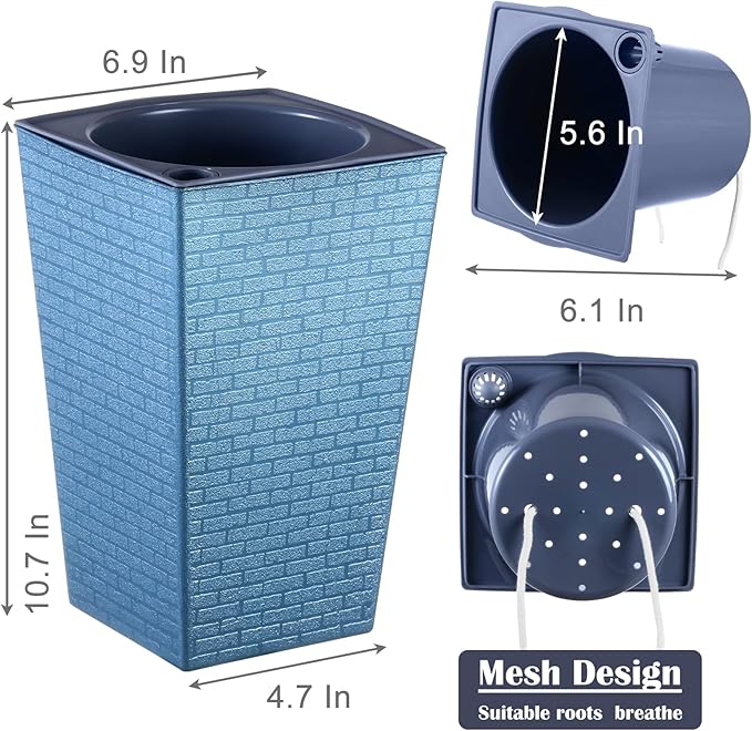 2 Pack Self Watering Planters 10.7" x 6.9" Planter - Image 3