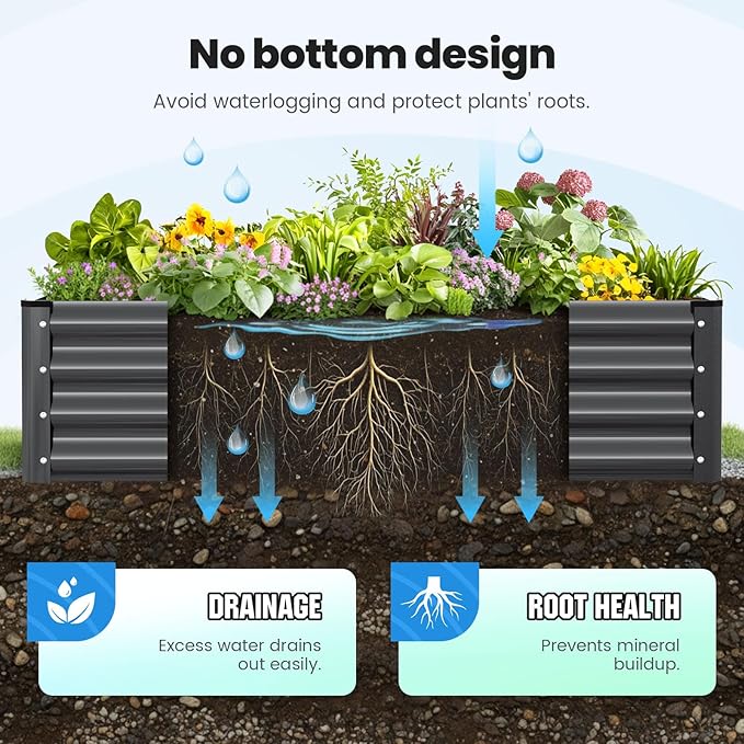 Quictent Galvanized Raised Garden Bed 4x3x1 Ft Metal Planter Box - Image 5