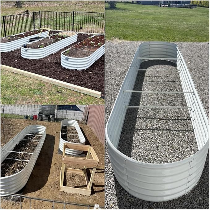 A ANLEOLIFE 12X3X1.5 ft Galvanized Raised Garden Beds Outdoor, Oval Extra Large - Image 4