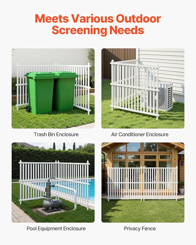 VEVOR 48" W x 48" H Vinyl Fence Panels, Air Conditioner Fence, Outdoor Privacy - Image 6