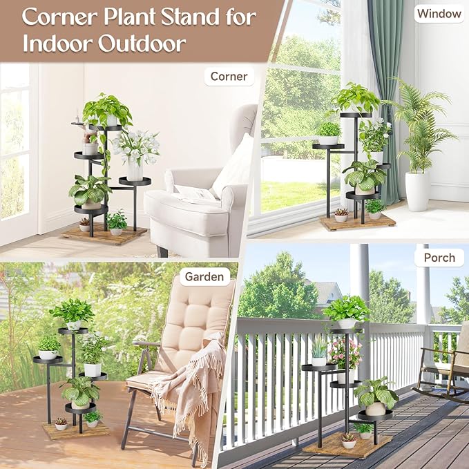 iDavosic.ly 4 Tier Plant Stand Indoor, Tiered Corner Flower Holder Shelf Outdoor - Image 4