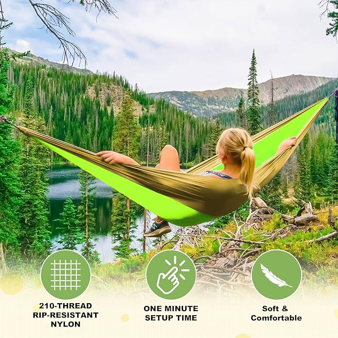 SZHLUX Camping Hammock Double & Single Portable Hammocks - Image 4