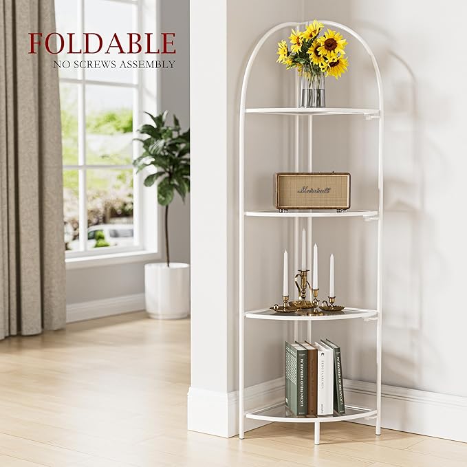 Crofy Foldable 4 Tier Corner Shelf, Metal Corner Plant Stand - Image 2