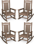 KINGYES HDPE Outdoor Rocking Chair Set of 4, Widened Seat Patio Rocking Chair by KINGYES