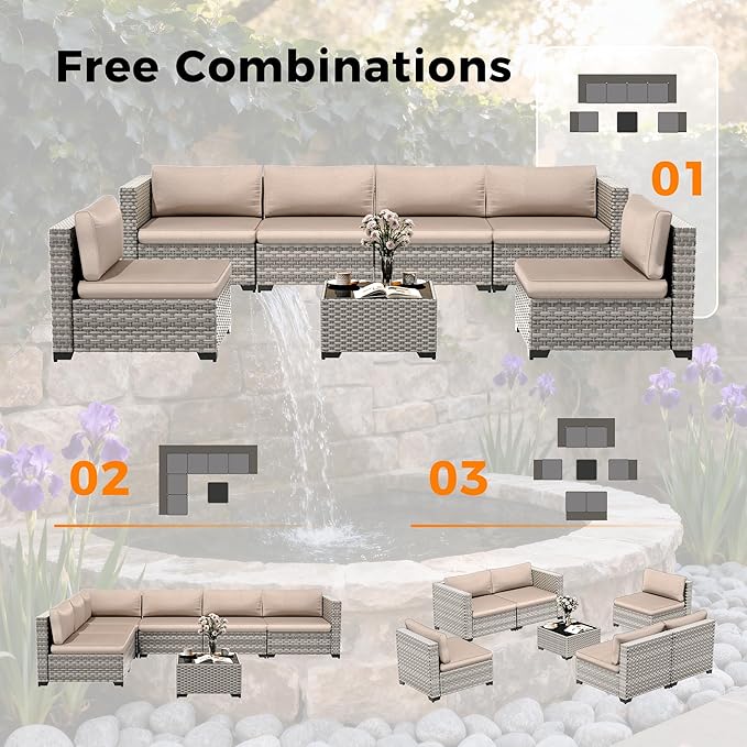 12-Seat Modular Patio Furniture Set – Outdoor Wicker Sectional Sofa - Image 7