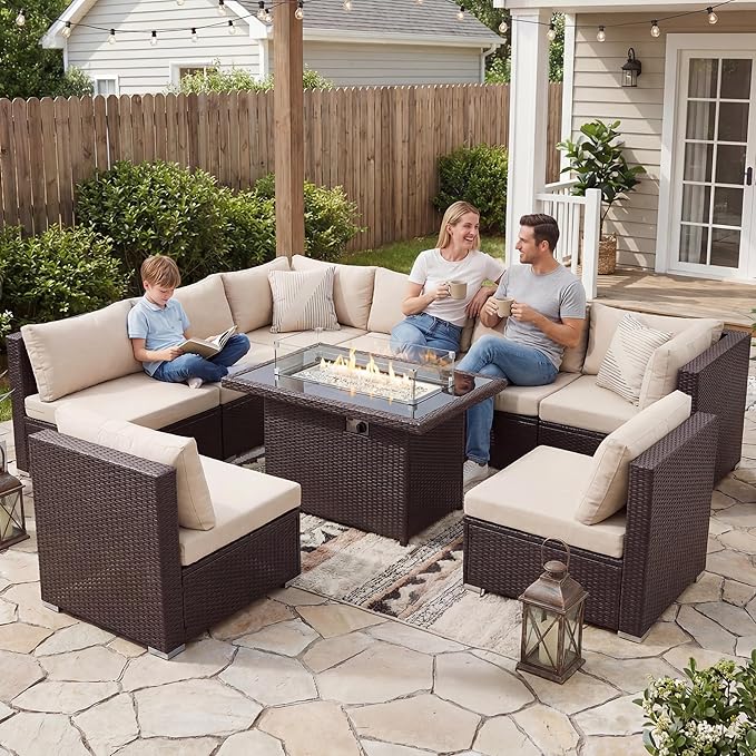 NICESOUL 9 Piece Modern Extra-Large Outdoor Patio Sectionals by NICESOUL