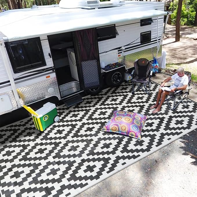SAND MINE Waterproof Outdoor Rug 9x12 ft, Plastic Reversible Rug, Modern Area by SANDMIND