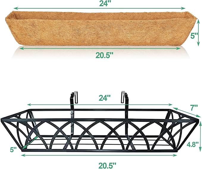 24in 4pcs Planter Box with Coco Liner, Rust-Resistant Metal Frame, Drainage Hole - Image 2