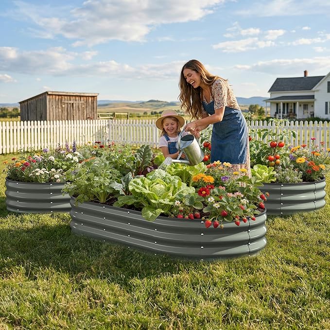 Galvanized Raised Garden Bed 6x3x1 FT, Oval Metal Raised Garden Bed Outdoor - Image 7