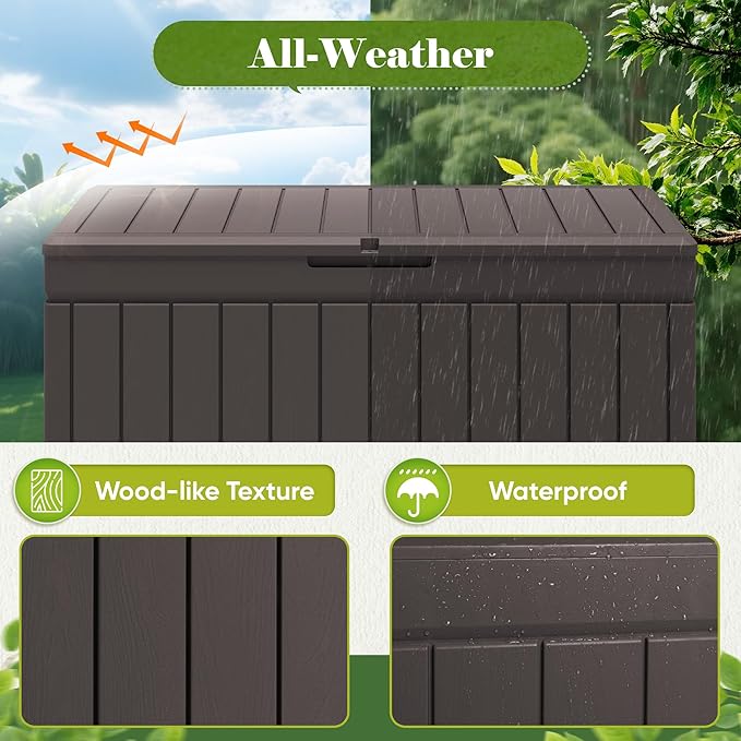 Flamaker Outdoor Storage Box 80 Gallon Resin Waterproof Deck Box Delivery Box - Image 5
