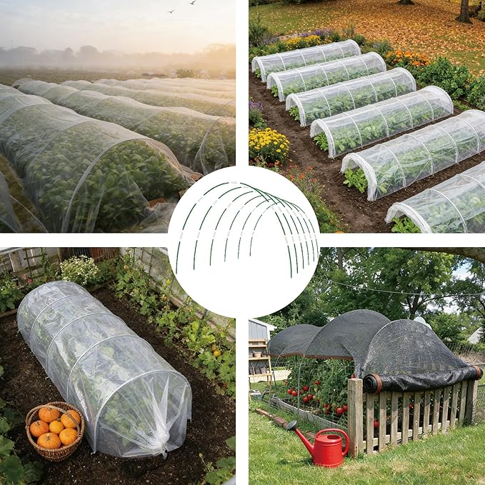 60PCS Garden Hoops for Raised Beds, 8FT Rust-Free Fiberglass Greenhouse Hoops - Image 7