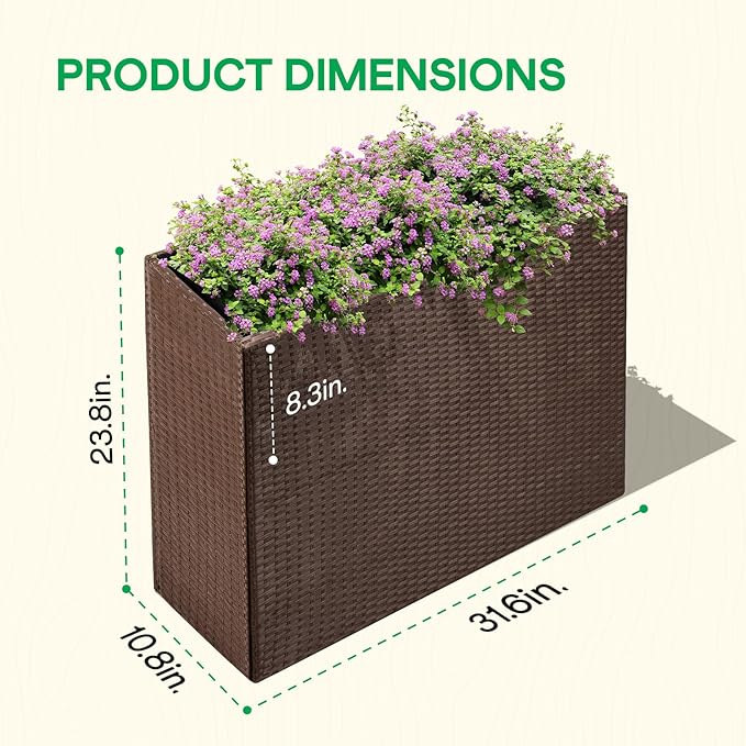 IDZO All Weather Wicker Planter Raised Garden Bed, 24 in Tall Round Rattan - Image 2