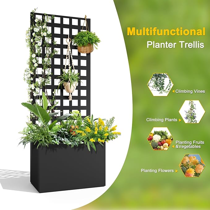 FENCY Metal Planter Box with Trellis, Planter Trellis - Image 4