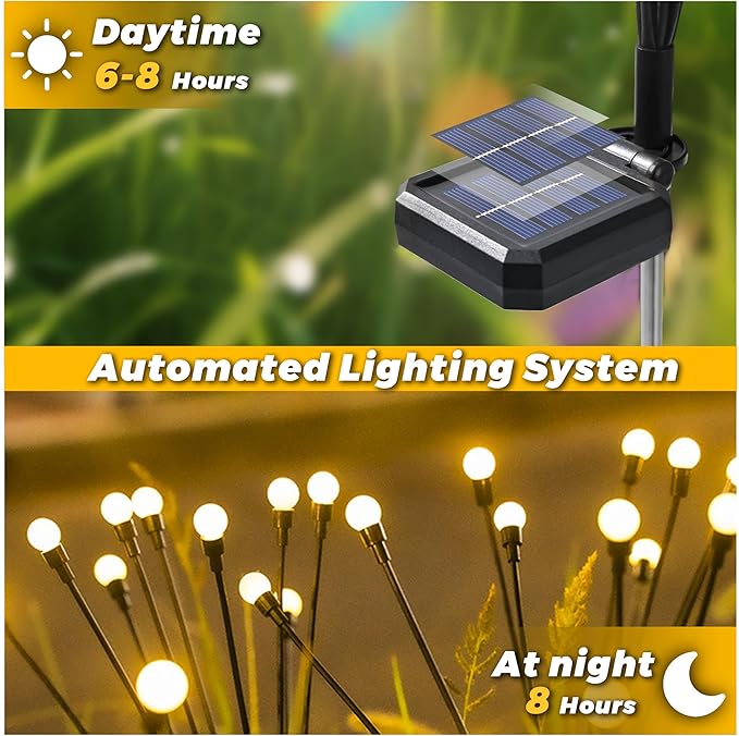 Solar Lights Outdoor-6Pack 48LEDs Solar Garden Firefly Lights Outside, Solar - Image 8