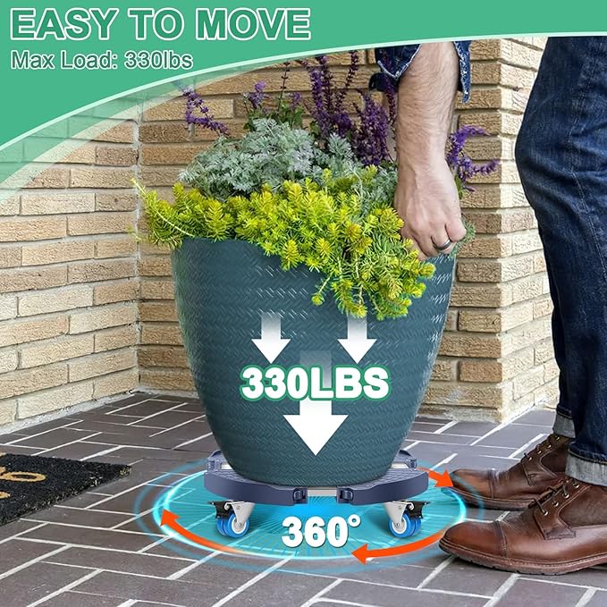 sanyi Plant Caddy with Wheels, 15-22" Adjustable Plant Stand with Wheels Heavy - Image 2
