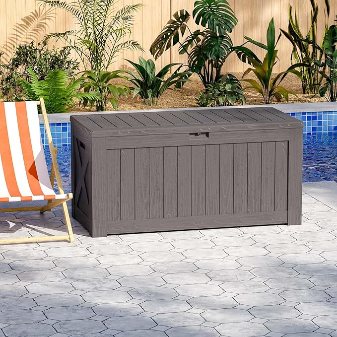 Patiowell 120 Gallon Large Deck Box, Outdoor Lockable Storage Box - Image 9