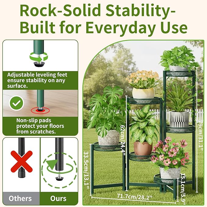 Metal Plant Stands Indoor Outdoor, 6 Tier Plant Stand Corner Plant Shelf - Image 3