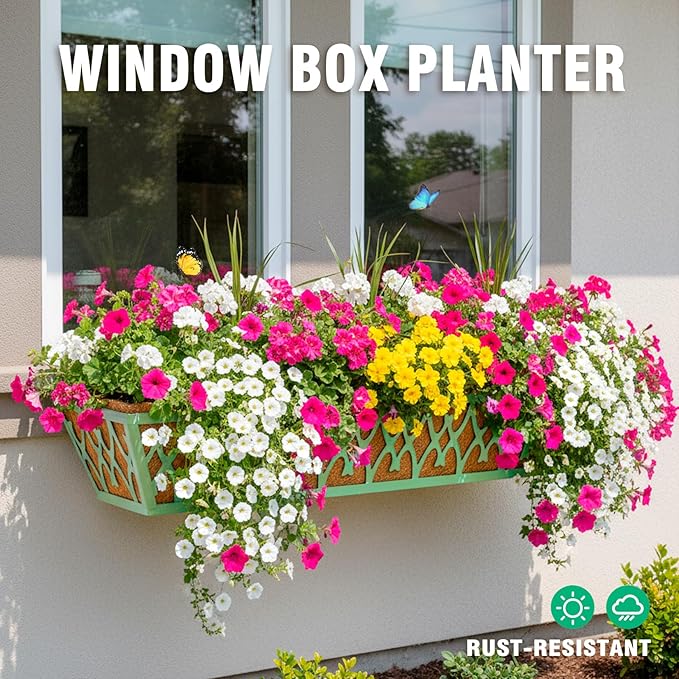 2 Pack 24 Inch Window Boxes Planters Railing Planter Box - Image 2