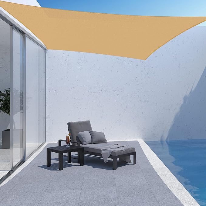 AsterOutdoor Sun Shade Sail Rectangle 8' x 12' UV Block Canopy - Image 5