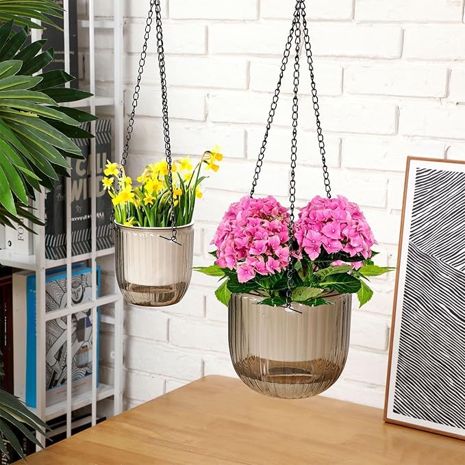 Maxcheck 4 Pcs Self Watering Hanging Planters Indoor Gift 6.5'' 4.5'' Hanging - Image 4