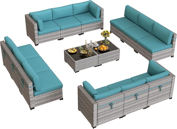 12-Seat Modular Patio Furniture Set – Outdoor Wicker Sectional Sofa - Image 9