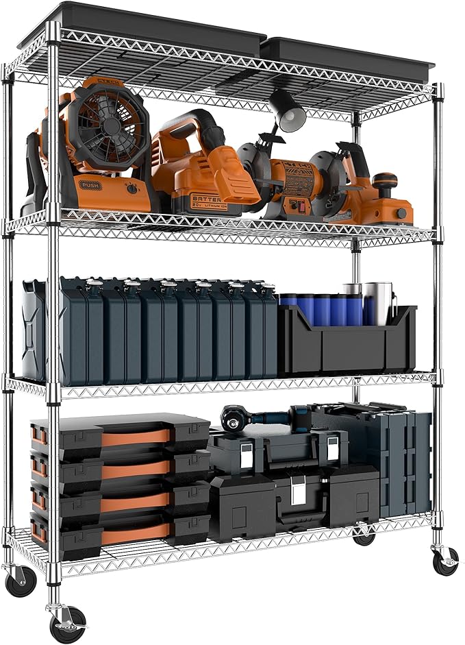 4 Tiers Storage Shelves Load 1400LBS, Metal Shelving Wire Metal Shelving Unit by MEIGAOPLASTICANDMETALHKCOLIMITED