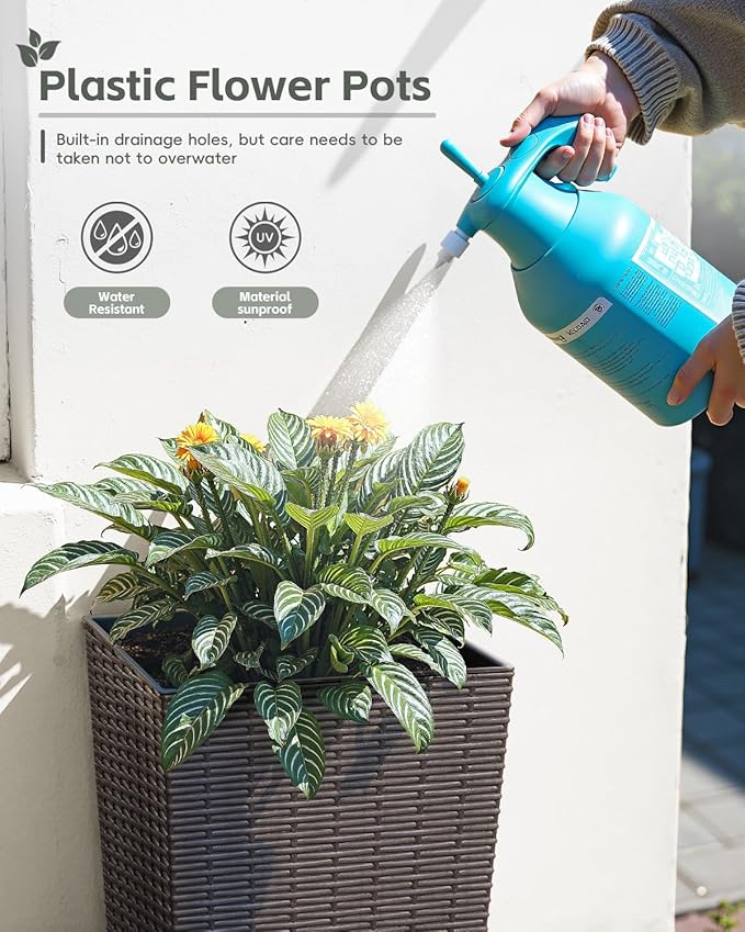Greesum 32 Inch Tall Plastic Planters, Detachable Inner Pot & Drainage Holes - Image 3