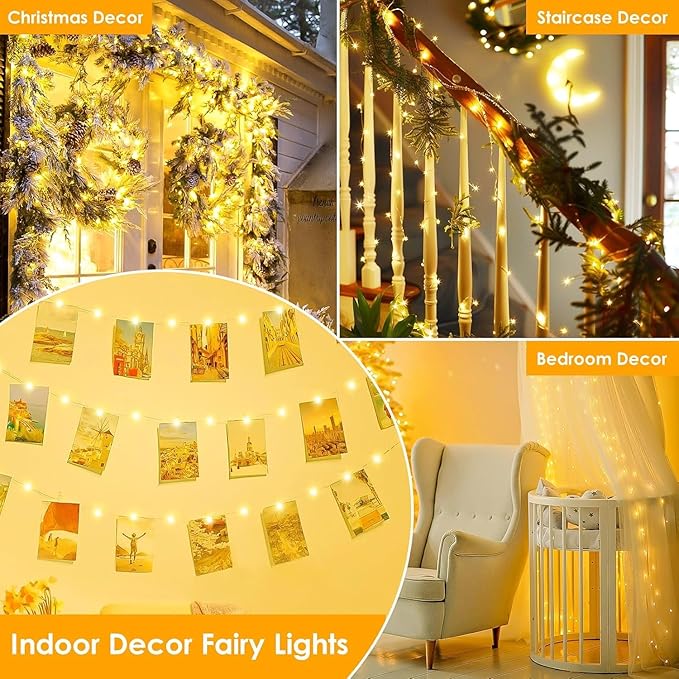 2Pack Each 66Ft 200LED Christmas Fairy Lights Plug in - Image 7
