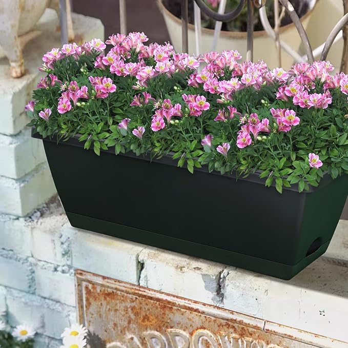 Window Box Planter, 10 Pack Plastic Vegetable Flower Planters Boxes 17 Inches - Image 4
