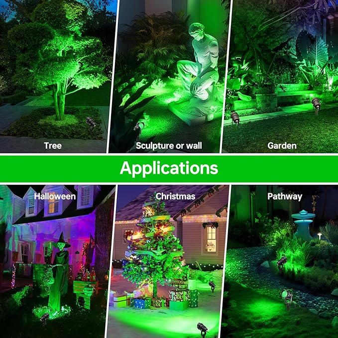 Christmas Spot Lights Outdoor Landscaping Spotlight, 12W Green LED Landscape - Image 5
