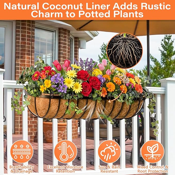 Legigo 2PCS 36 Inch Natural Trough Coco Coir Liners Planters Replacement - Image 3
