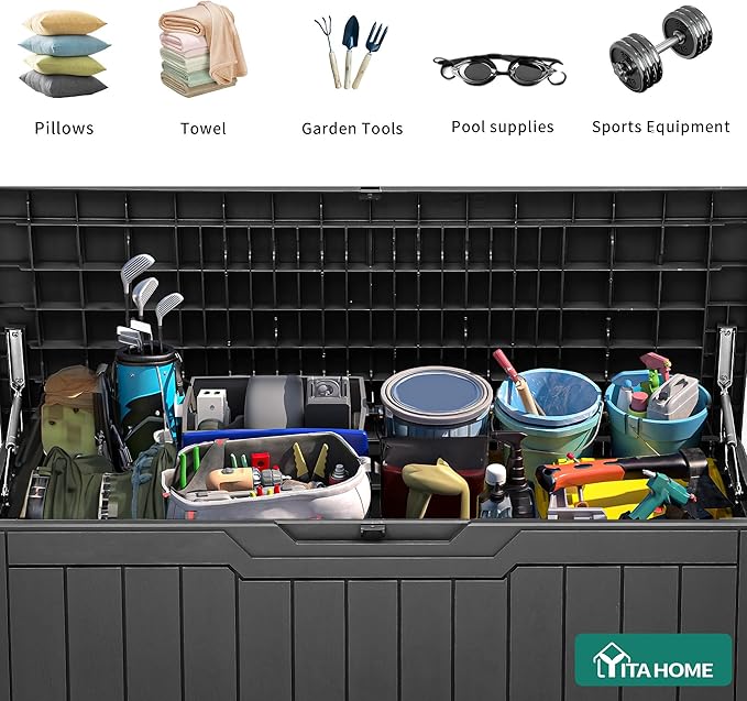 YITAHOME 80 Gallon Outdoor Storage Box, Large Waterproof Resin Deck Box - Image 4
