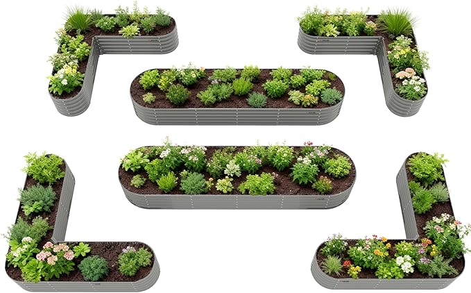 A ANLEOLIFE Set of 6, 18 Inch Tall Quartz Grey Raised Garden Beds Kit, by AAnleolife