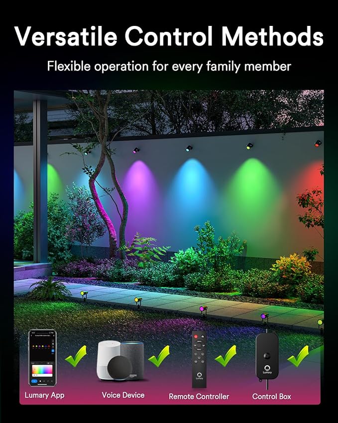 Lumary 56FT Smart Landscape Lights Gen2, 6 Pack RGBAIWW Color Changing - Image 6